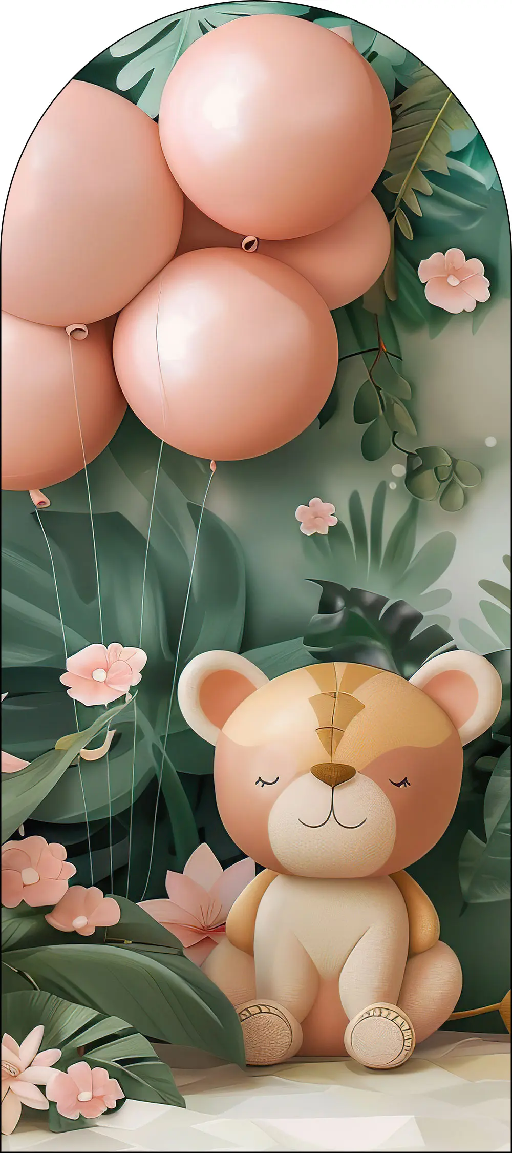 ฉากหลังโค้ง Mocsicka สำหรับงานวันเกิด งานแต่งงาน งานเลี้ยงฉลอง  แบบยืดหยุ่นสองด้าน  ตกแต่งด้วยดอกไม้และลูกโป่ง