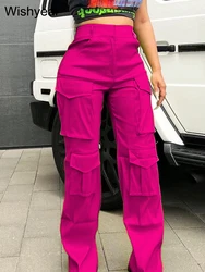 Nuovo In autunno cerniera Fly pantaloni Cargo gotici donna Sexy Multi tasca anteriore stile Safari dritto Night Club pantaloni larghi Jogger