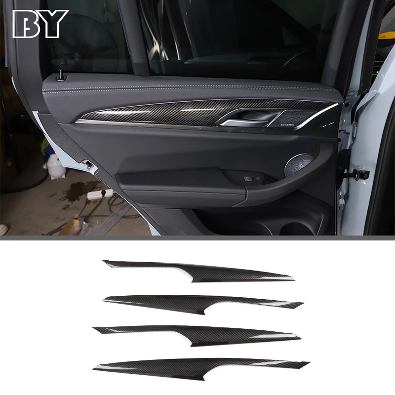 Car Styling Inner Door Handle Panel Decoration Stickers Trim For BMW X3 X4 G01 G02 18-22 Carbon Fiber Auto Interior Accessories