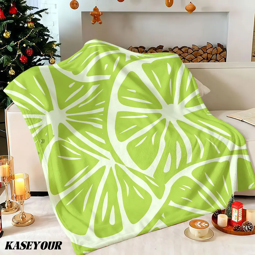 Lime Slices Winter Summer Flannel Blanket Throw Fleece Soft Fuzzy Plush Cozy Fleece Blankets for Sofa Ideal Gifts