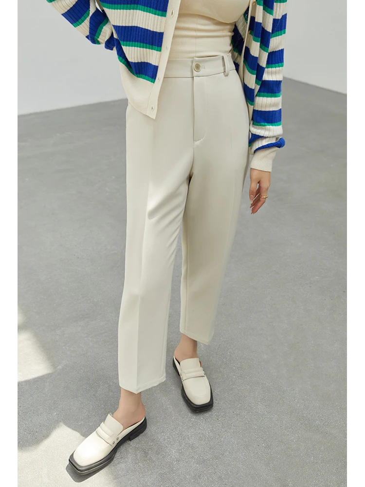 DUSHU Three-dimensional Ironing Tapered Pants 2022 Autumn New Simple Versatile Casual Commuter Office Lady Female Suit Pants