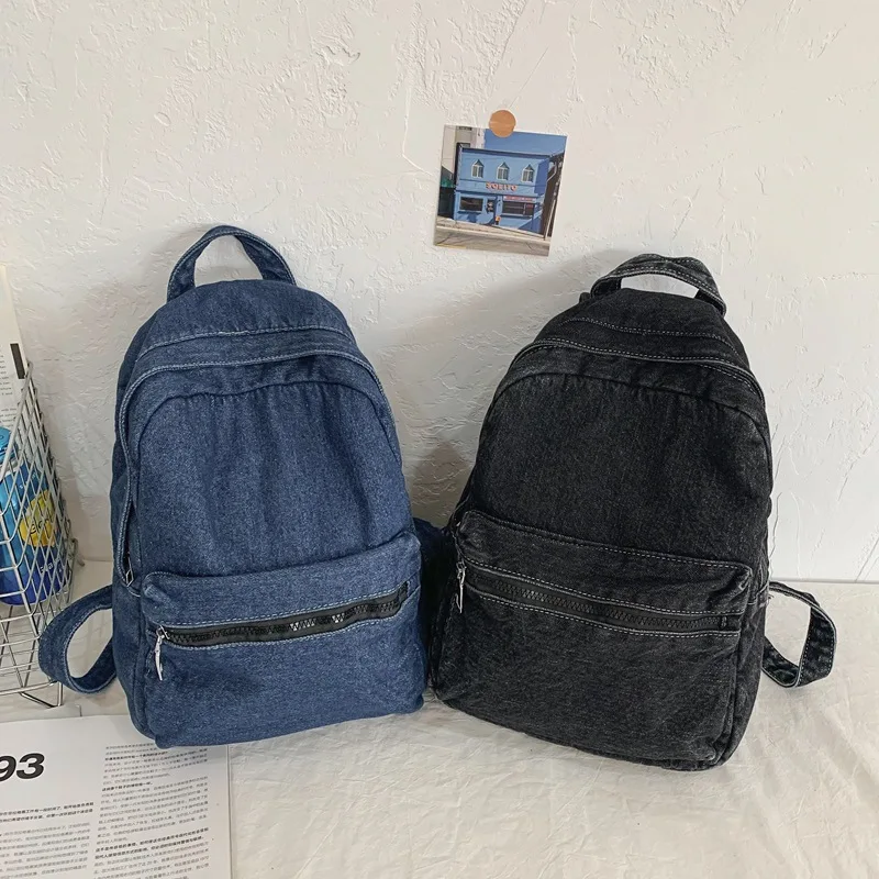 Borsa a tracolla Unisex 2024 nuovo tessuto Denim leggero semplice e alla moda Versatile Casual studente di grande capacità