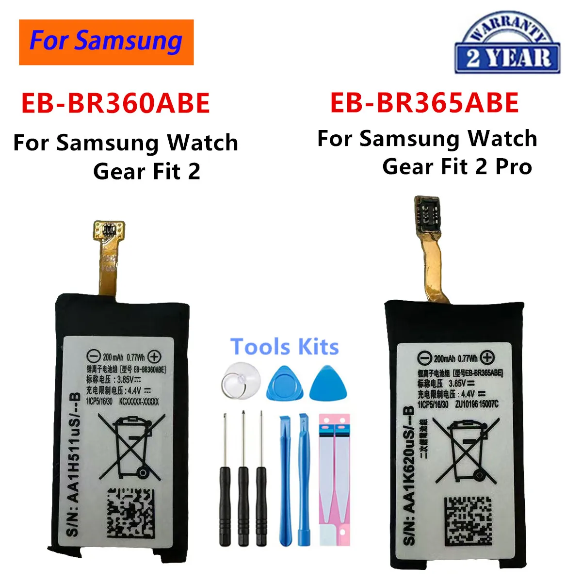 Batería nueva EB-BR360ABE EB-BR365ABE para Samsung Galaxy Watch Gear Fit 2 Pro Watch Gear Fit 2, baterías + herramientas
