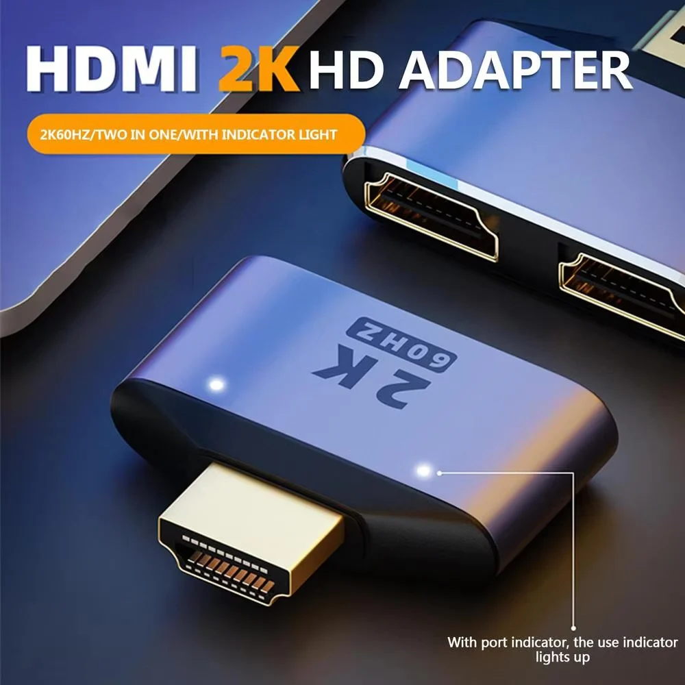 1 to 2 HDMI-Compatible HD 2K Dual Output Splitter Monitor Adapter One HDMI Male to Dual HDMI Female Adapter Splitter