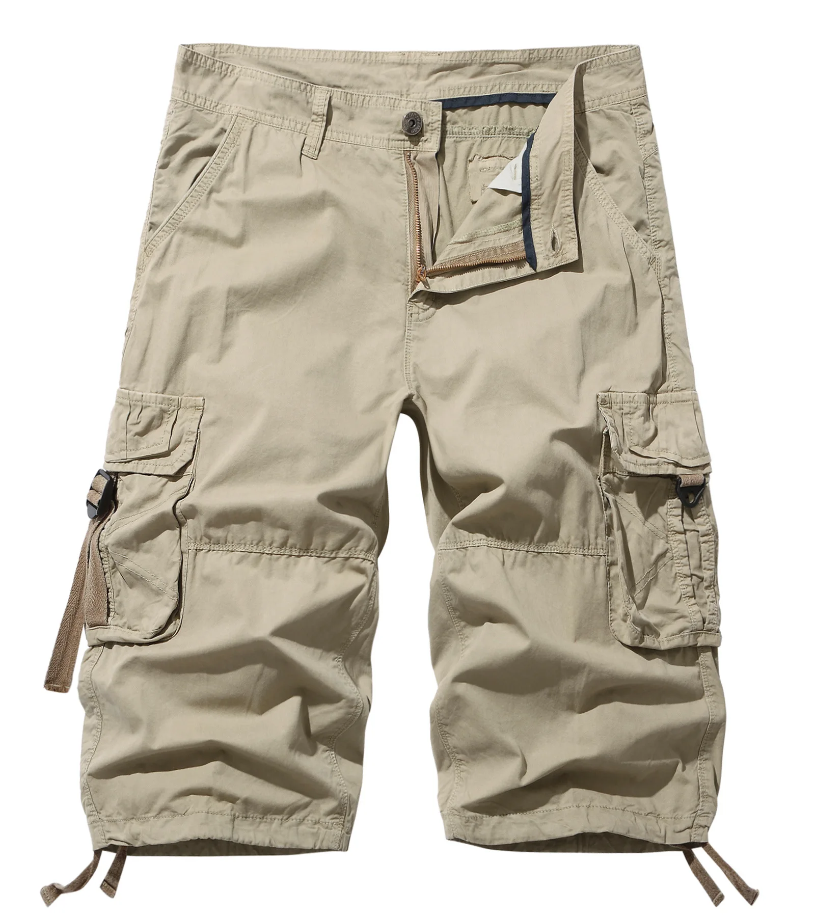 Cargo Jogger Shorts Men Cotton Loose Casual 2026 Summer Multi Pockets Breathable Comfortable Five-Point Trousers Man