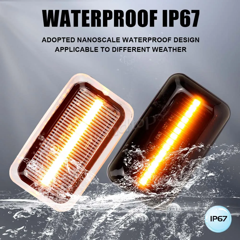 Dynamic Amber LED Side Marker Lamp Turn Signal Light Indicator For Porsche 911 Carrera 924/924S 944 959 968 Audi VW Aston Martin
