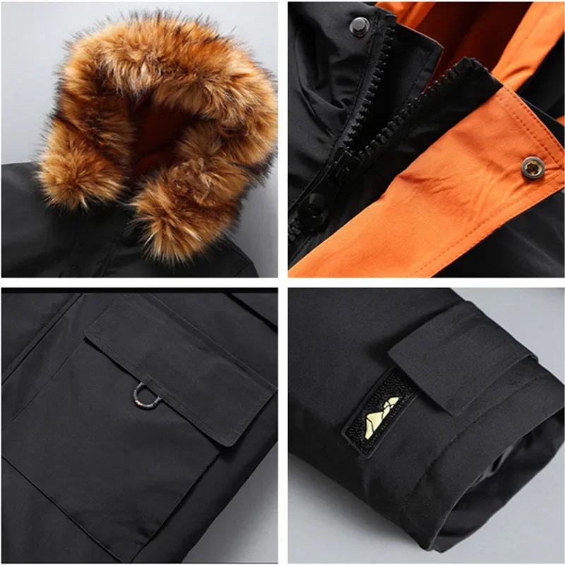Chaqueta gruesa y cálida para hombre, abrigo de forro polar de gran tamaño a prueba de frío, con cuello de piel desmontable, talla grande 8XL, 6XL,