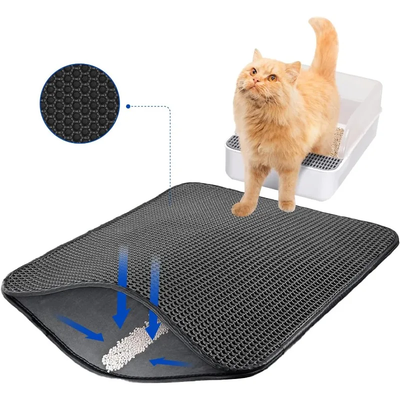 Katzentoilette, Matte, wasserdicht, doppellagig, rutschfest, waschbar, Katzentoilette, Toilette, sauberes Zubehör, Griffe, effektivstreu
