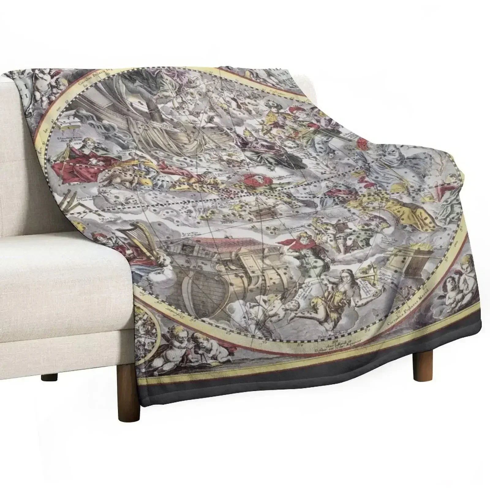 Andreas Cellarius Vintage Constellation Map Throw Blanket Picnic Travel bed plaid Beach Vintage Blankets