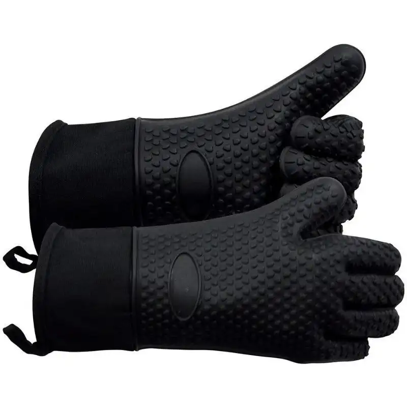 BBQ Gloves, Grilling Gloves Heat Resistant Oven Gloves, Kitchen Silicone Oven Mitts, Long Waterproof Non-Slip Pot Holder