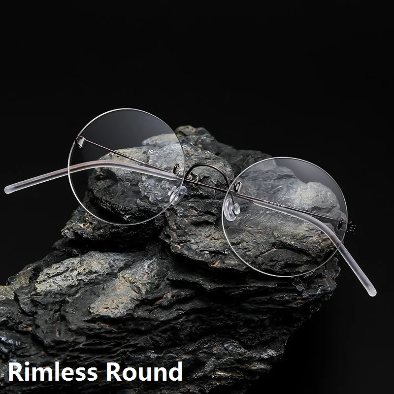 Denmark Brand Ultralight 100% Round Glasses Frame Rimless Pure Air Titanium Screwsless Eyeglasses Jobs Eyewear Ultra Light Thin