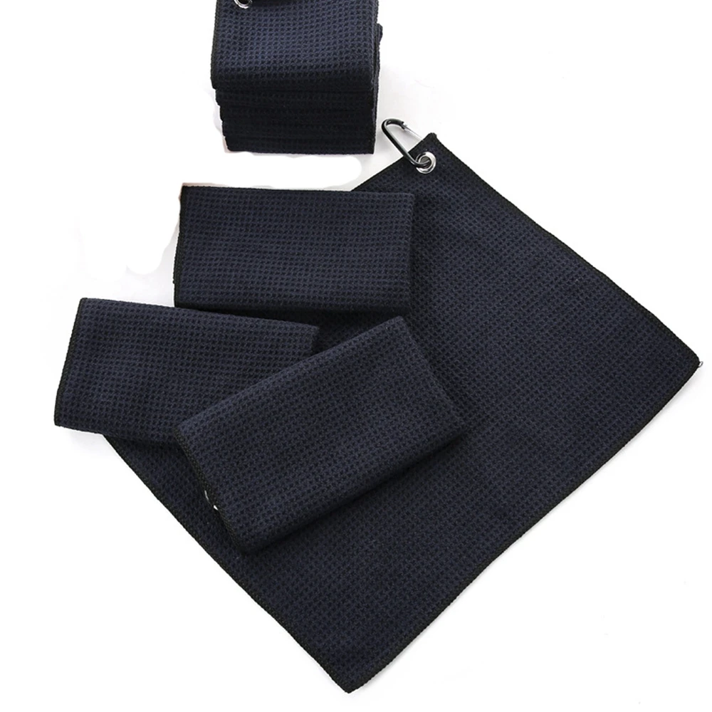 Black Microfiber Cotton Golf Towel With Carabiner Hook Cleans Clubs Golf Towel Balls Hands Cleaning Towels 30*30/30*40/40*60cm - view 3