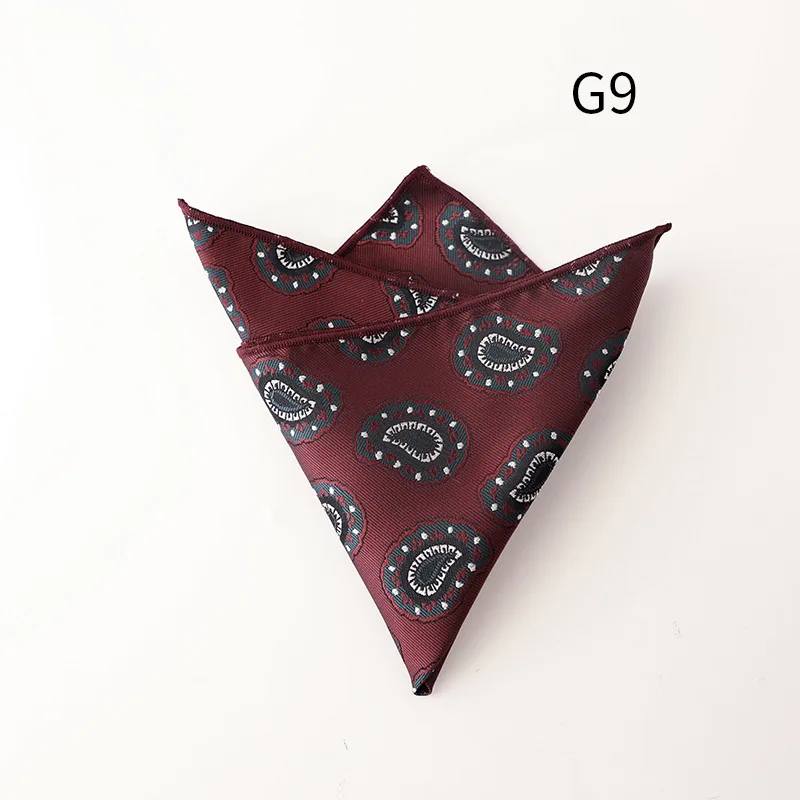 남자를위한 새로운 컬러 페이즐리 스타일 포켓 스퀘어 클래식 공식 폴리 에스터 손수건 결혼식 회의 정장 액세서리 Hanky