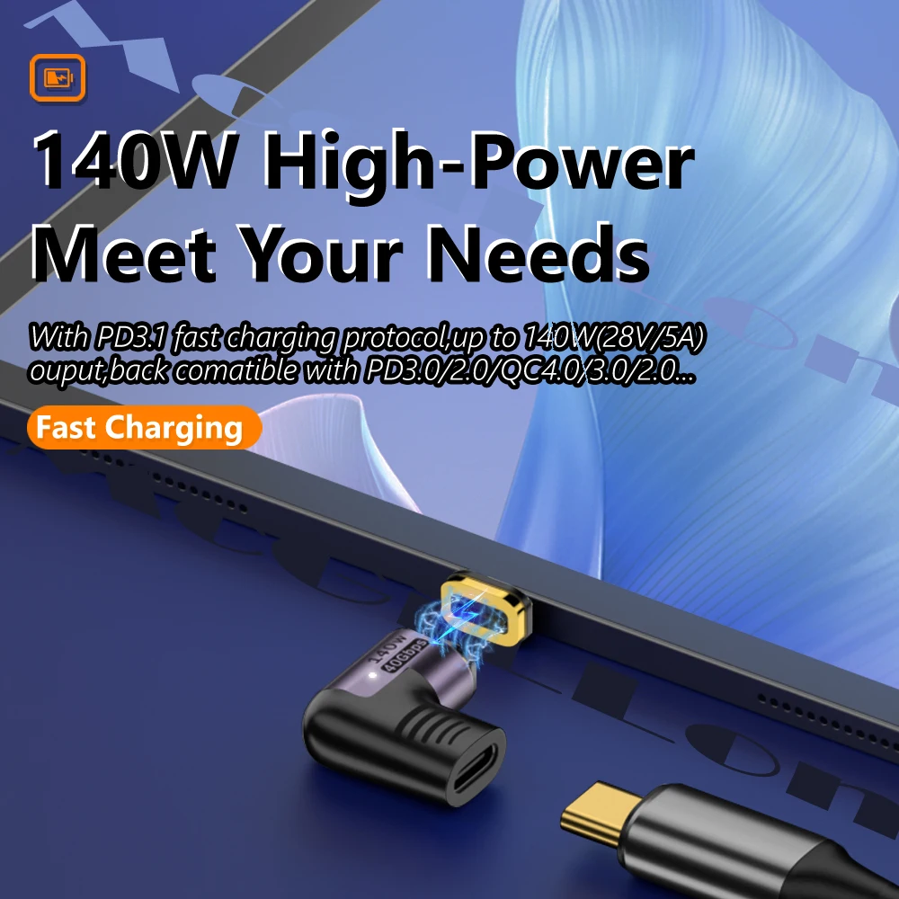 Elleboog PD140W USB4.0 40Gbps Magnetische Adapter Type C Naar Usb C Snelle Lading Magneet Converter Thunderbolt3 8K @ 60Hz Usb Type-C Adapter