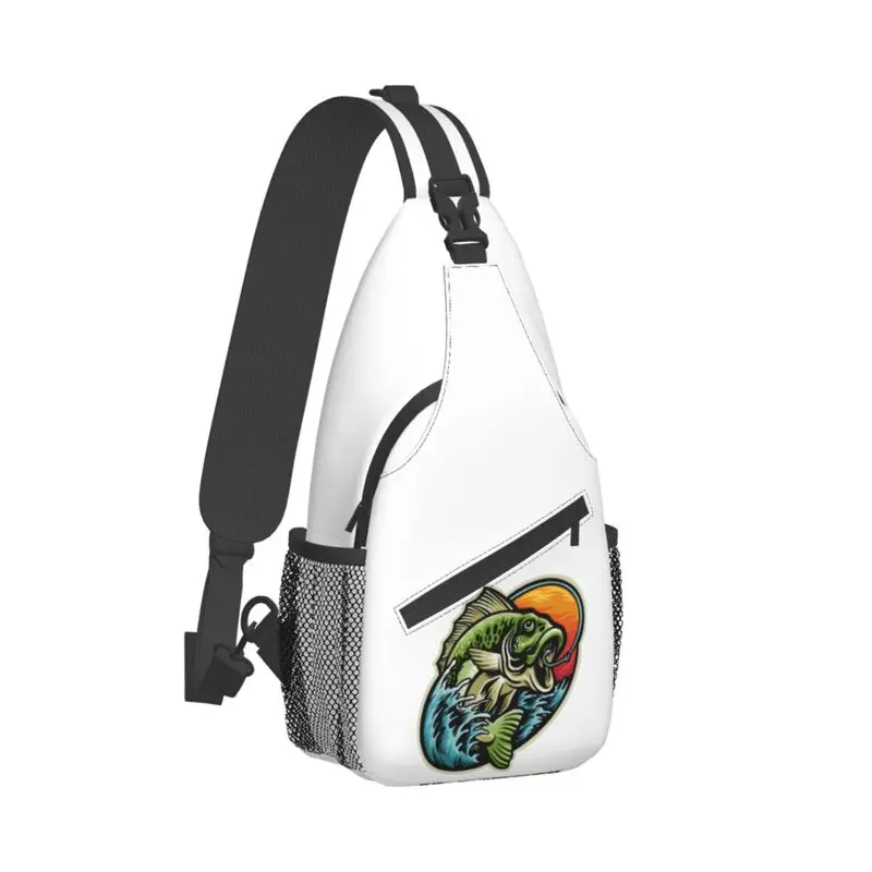 Bass Fishing Sling Crossbody Mochila para Homens, Custom Fish Fisherman Shoulder Peito Bag, Viajando Daypack