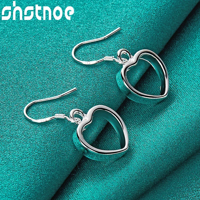 

SHSTONE 925 Sterling Silver Romantic Heart Drop Earrings For Women Fashion Party Engagement Wedding Jewelry Valentines Gift