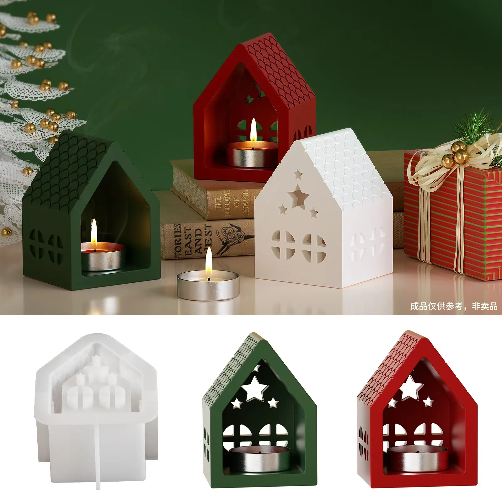 Hollow Stars Love House Candle Holder Silicone Mold DIY Cement Gypsum Resin  Pouring Decoration Mold Home Decoration Crafts