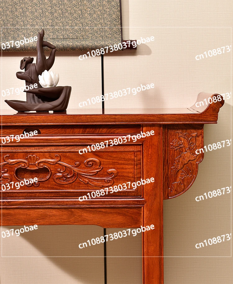 LMM Rosewood Altar Household Altar Chinese Incense Burner Table Living Room Warped Head Solid Wood a Long Narrow Table