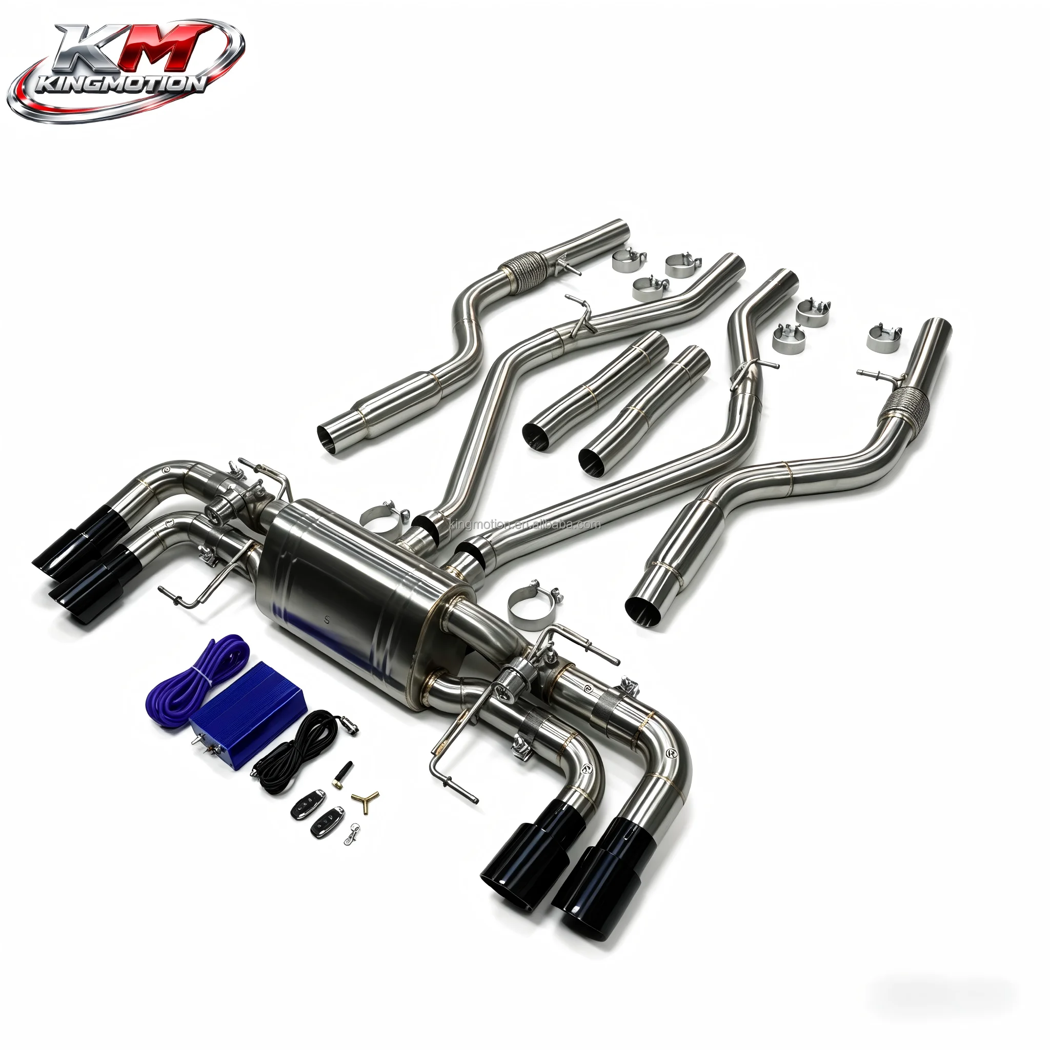 

KM 304 Stainless Steel Valved Catback Exhaust for Giulia / Stelvio Quadrifoglio 2.9T Quad-Exit Design Vacuum Valve