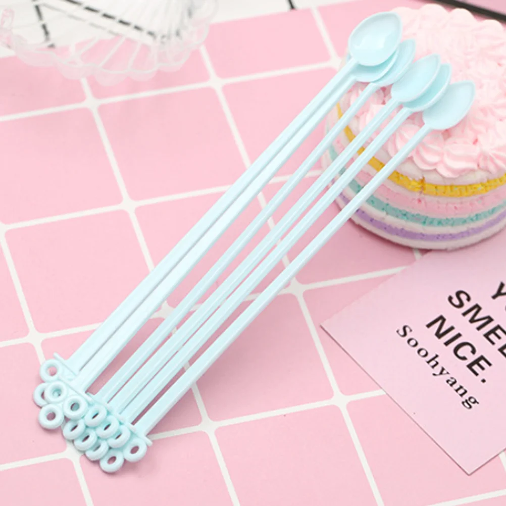 

30Pcs Candy Color Plastic Stirring Spoons Arc Design for Home Bar Coffee Jam Sauce Stirring Random Color Stirrer Spoon