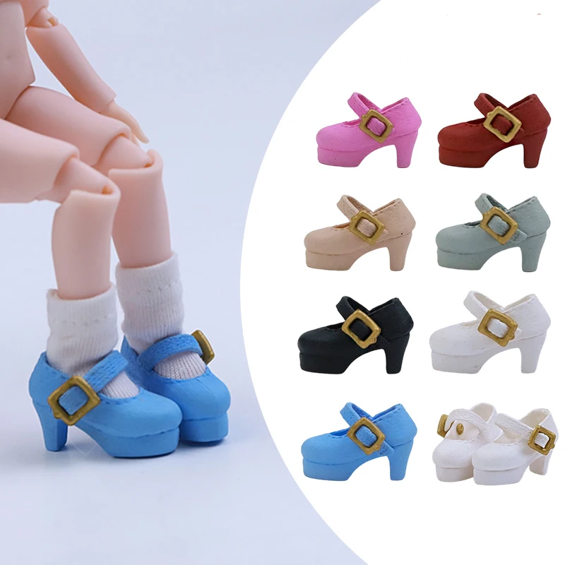 2 pçs 1:12 ob11 bonito princesa sapatos de salto alto boneca sapatos clássicos terno para ob11 1/12 bjd boneca destacável gsc dod acessórios