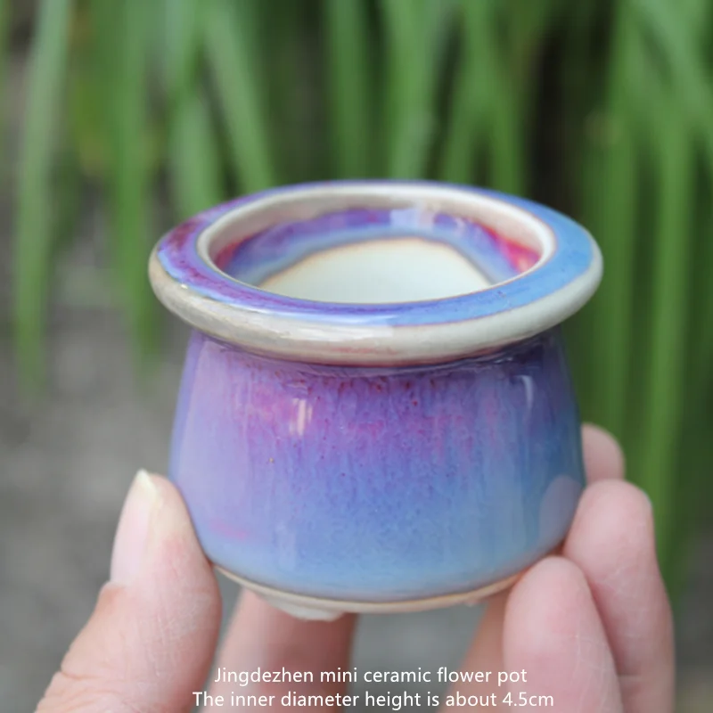 

Jingdezhen modern Chinese ceramic succulent flower pot extra small diameter control breathable drilling simple and beautiful hom