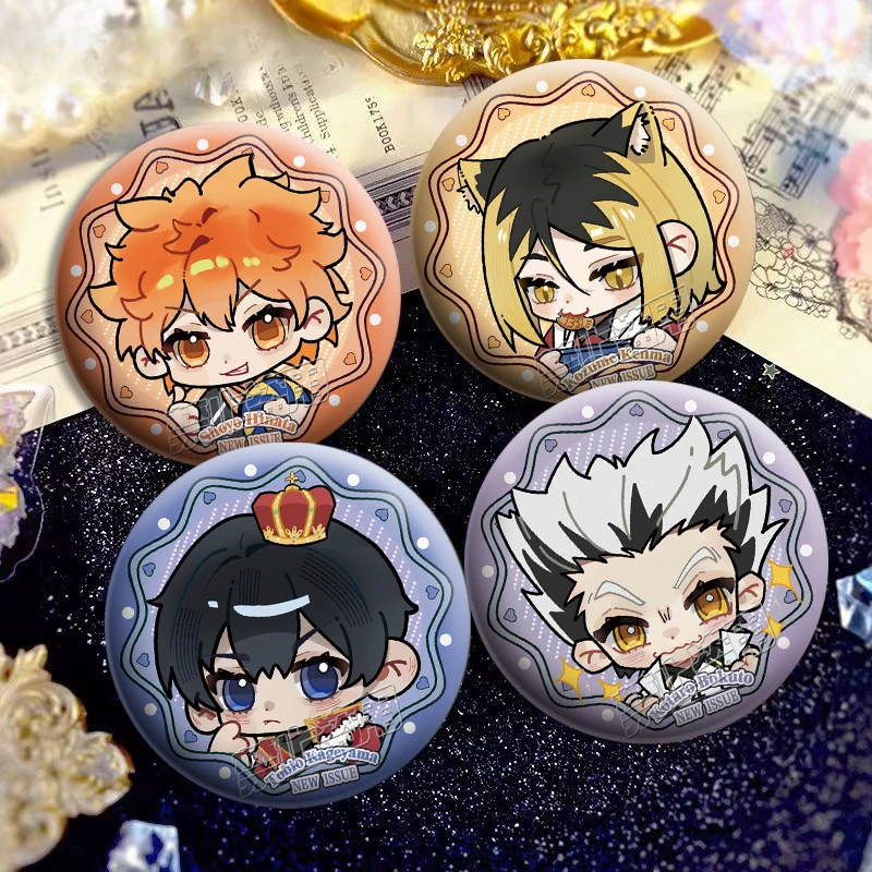 New Style Animation Derivatives Creative Bar Q Edition Laser Badge Shoyo Hinata Tobio Kageyama Kei Tsukishima Kotaro Bokuto Gift