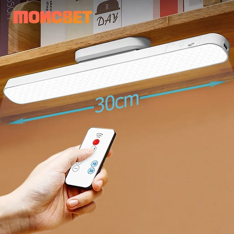 Remote LED Desk Lamp Magnetic Hanging Night Light USB Rechargeable Table Lamp 3 Colors Reading Light For Cabinet Closet Wardrobe