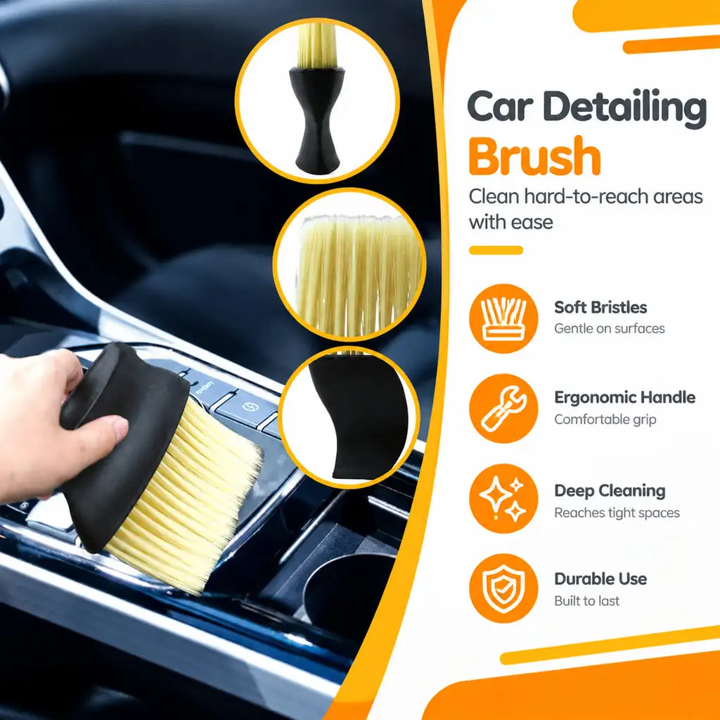 Yitong Car Interior Cleaning Brush Soft Bristle Ergonomic Handle Multi Surface Detailing Tool For Dashboard Console Vents