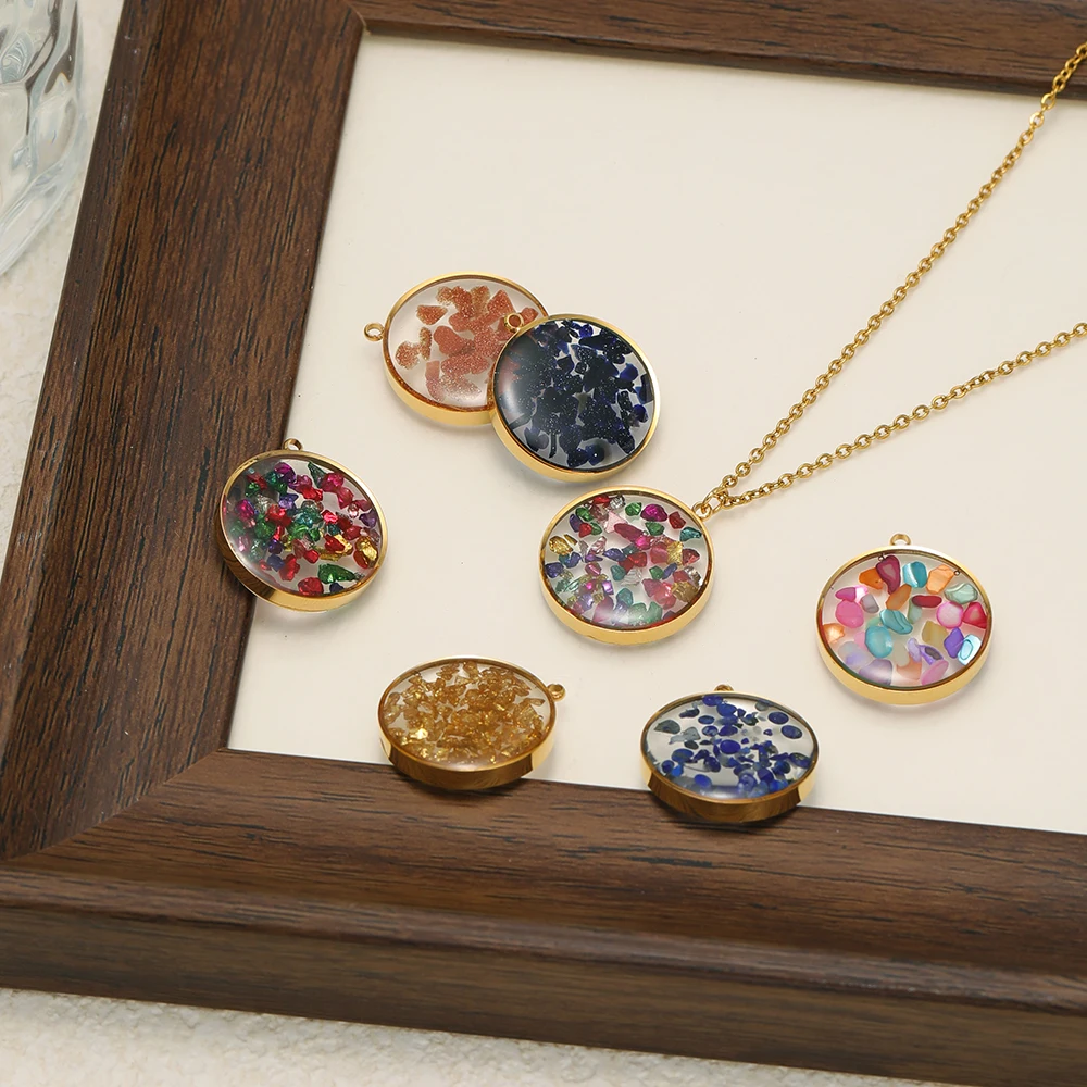 4 Stück Edelstahl 20mm Runde Transparente Glas-Emaille-Blumenanhänger für DIY Schmuckherstellung von Halsketten, Anhängern, Armbändern und Ohrringen – Detail 5