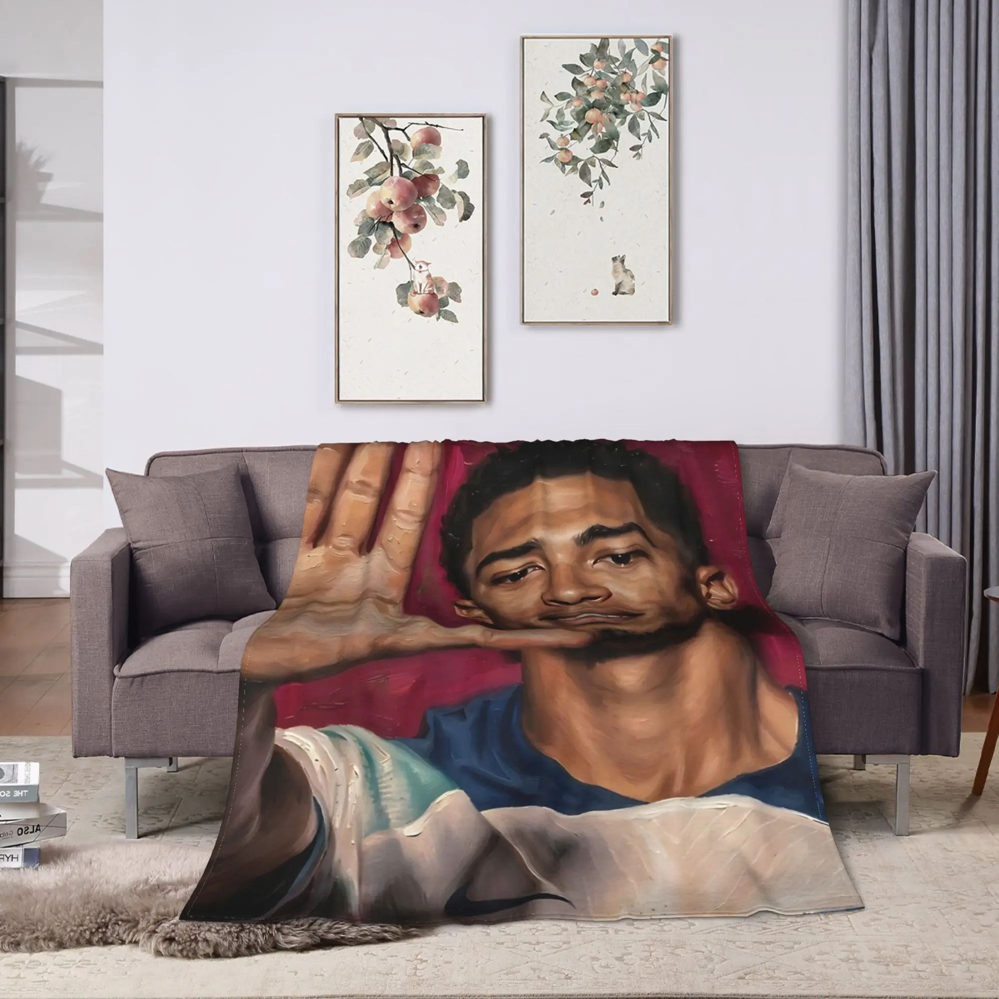 Jude Bellingham Oil Painting Flannel Blanket  Soft Warm Throw Blanket for Couch Chair Travel Office Bedspread Sofa Bed Cover