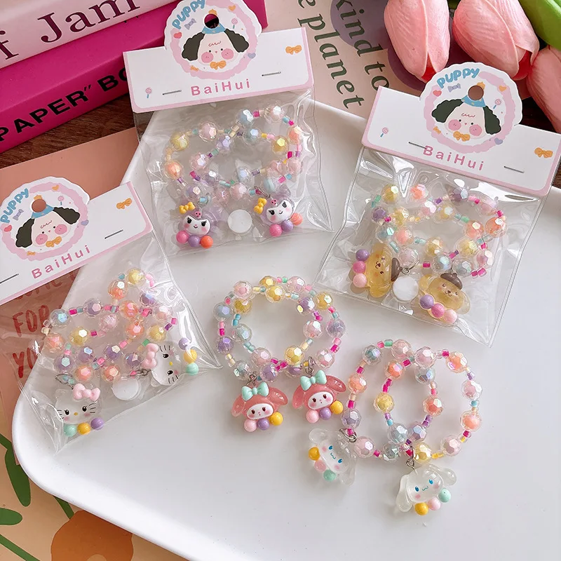 

Браслет Sanlio Hello Kitty: милый аниме-браслет с бусинами, креативный, простой, в разных стилях, для девочек, кавайный, подарок