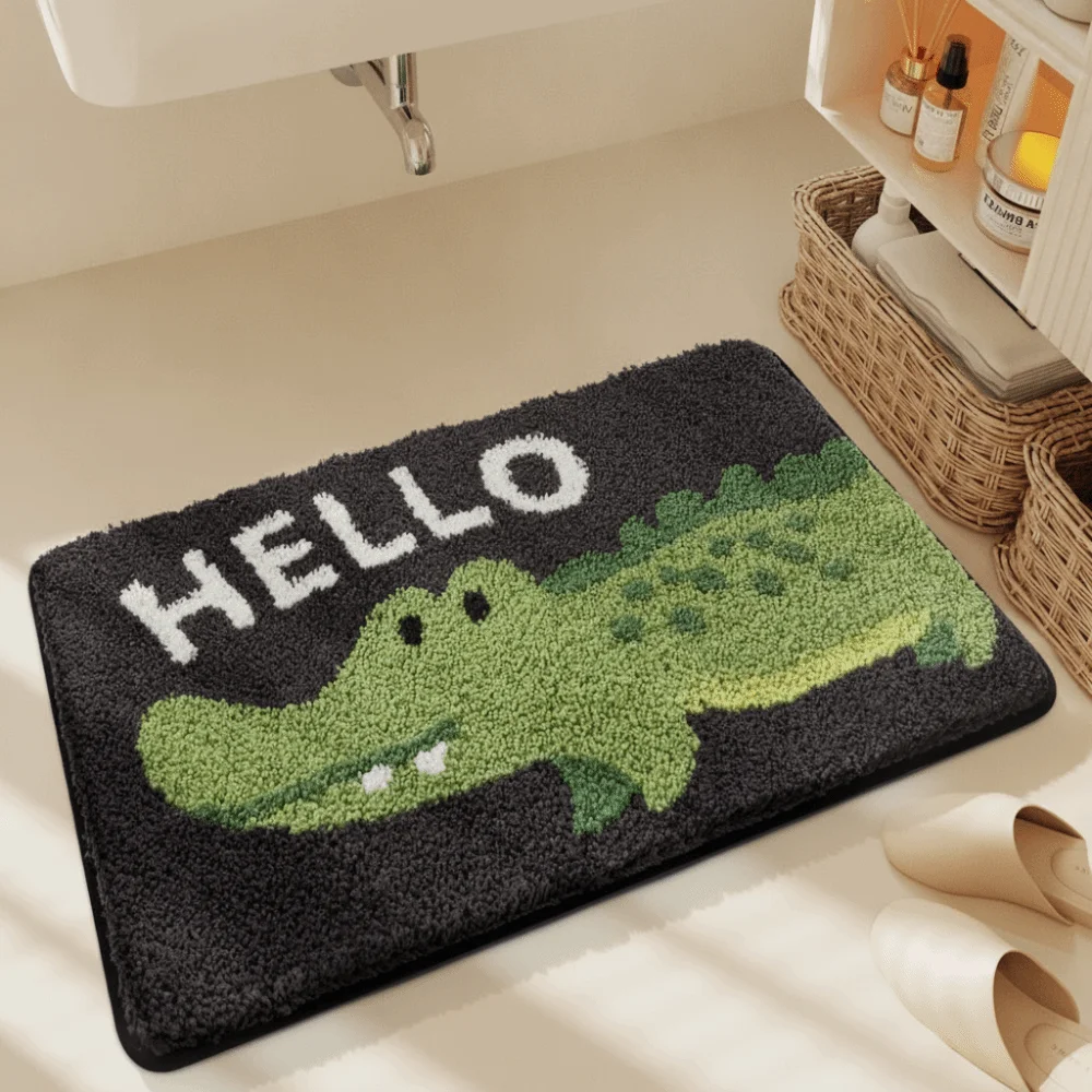 Easy To Clean Soft Striped Tufting Rug Anti-slip Base Thickened Bathroom Mat Water-absorbent Rectangular Small Carpet Kitchen