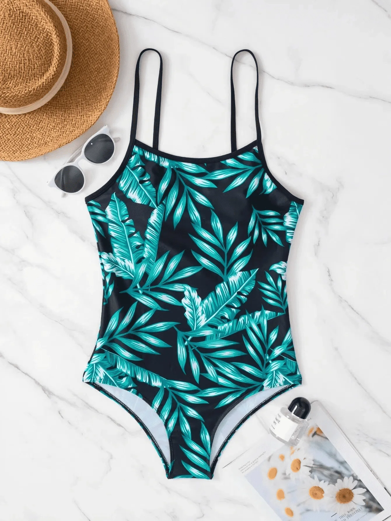 

Leaf Print One Piece Swimsuit Swimwear 2025 Woman Bathing Suit Woman Swimsuit Bandeau Monokini Summer Beachwear Bathers Green