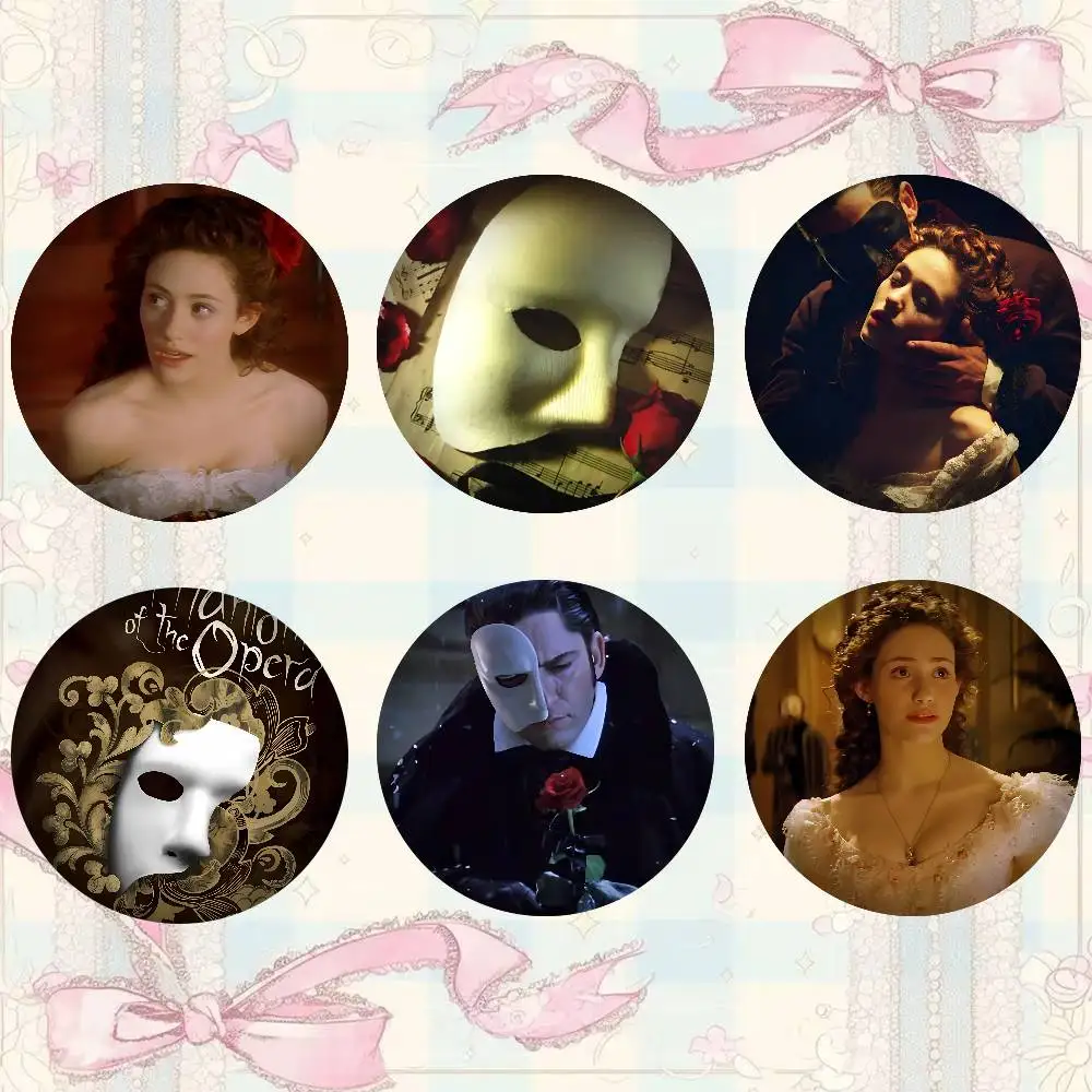 The P-Phantom Of The O-Opera Badges Round Exquisite Badge Brooches Creative Pins For Clothes Hat Backpack Gift Accessories