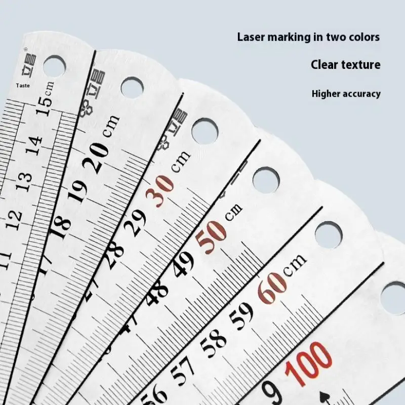 Engineer's Satin Chrome Stainless Steel Ruler, 15-100CM, MM Graduations, Zero Glare