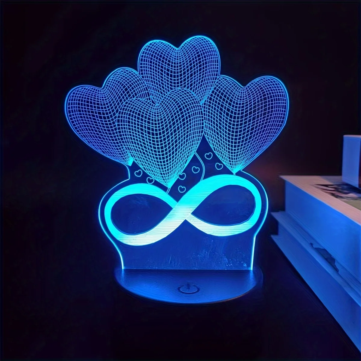 1pc  Love 3D Night Light, 3D Optical Illusion Lamp With Touch, 7-Color Changing Ambient Light For Bedroom