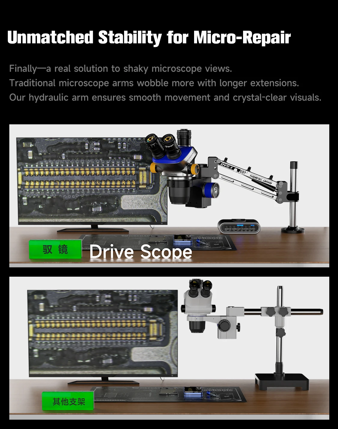 MECHANIC Microscope Rotating Stand, Dual-Arm Support, 360° Rotation and Fixed Support. Super Strong Load-Bearing Capacity. image 2