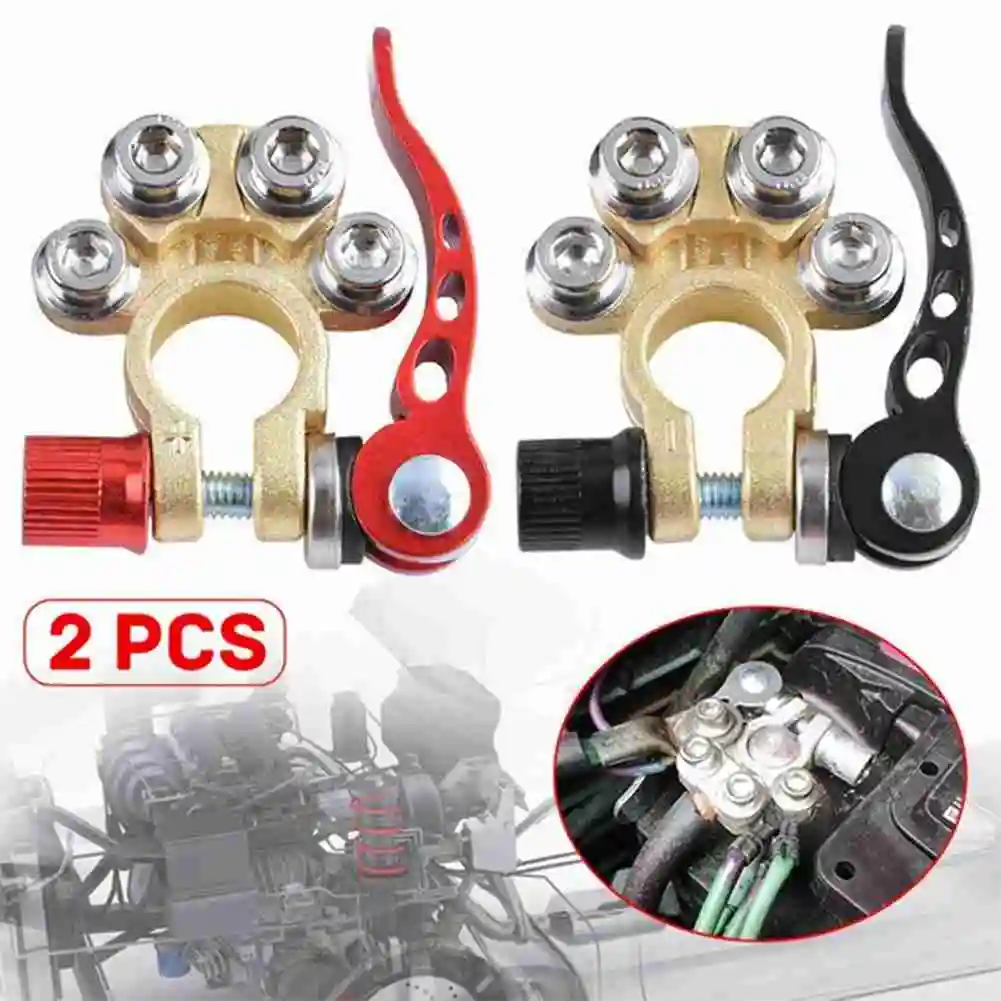 ขั้วแบตเตอรี่รถยนต์1คู่ขั้วต่อแบตเตอรี่รถยนต์12V ขั้วต่อแบตเตอรี่รถยนต์ขั้วต่อแบตเตอรี่รถยนต์ขั้วต่อสายเคเบิลขั้วอะแดปเตอร์ที่หนีบสกรูคลิป