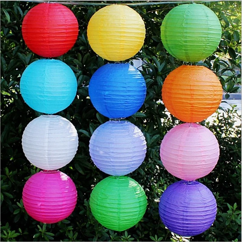 Pack of 5 Decorative 10/15/20/25/30/35/40cm Round Paper Lanterns Birthday Wedding Hanging Party Decorations Festive Paper Lanter