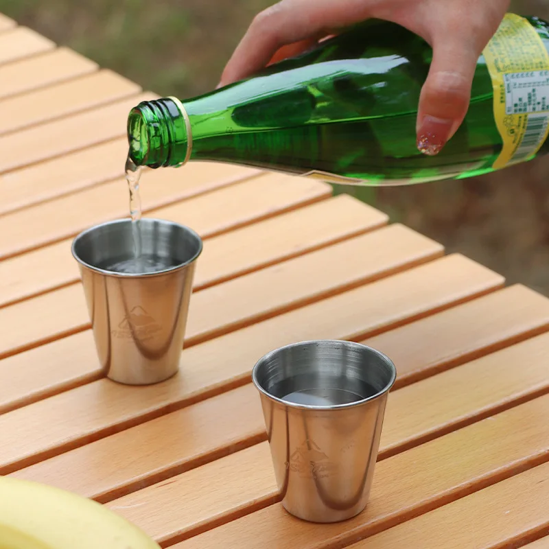 Outdoor 304 stainless steel beer mug Camping portable coffee milk teacup mini cup 4 pieces