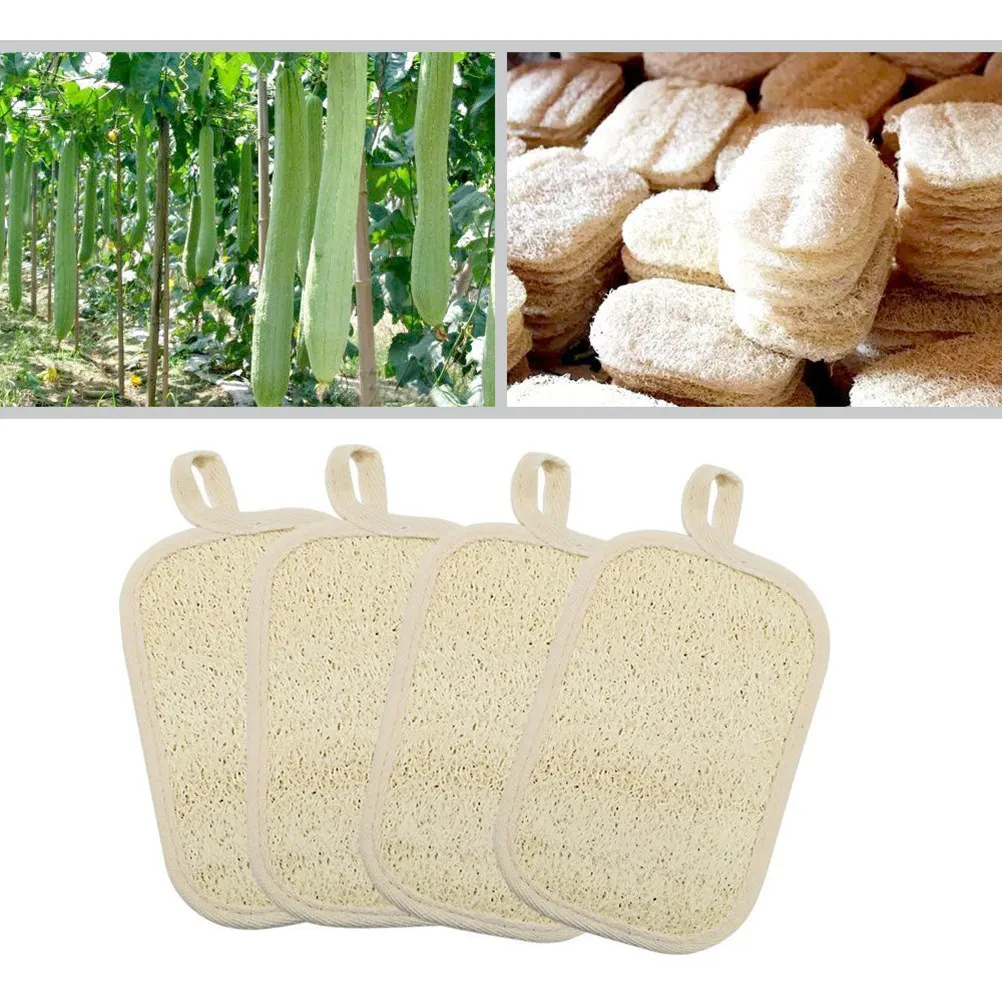 Loofah Sponge Exfoliator Glove with Elastic Hand Strap Cloth Backing Gentle Daily Exfoliation Circulation Boost Shower Pad