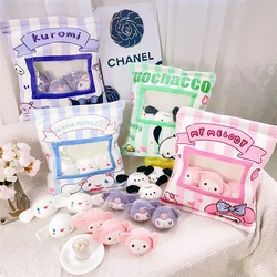 Sanrio Cute 6pcs Doll in Bag Pillow Kuromi My Melody Cinnamoroll Capybara Cushion Sofa Bedroom Home Decor Throw Pillow Gifts