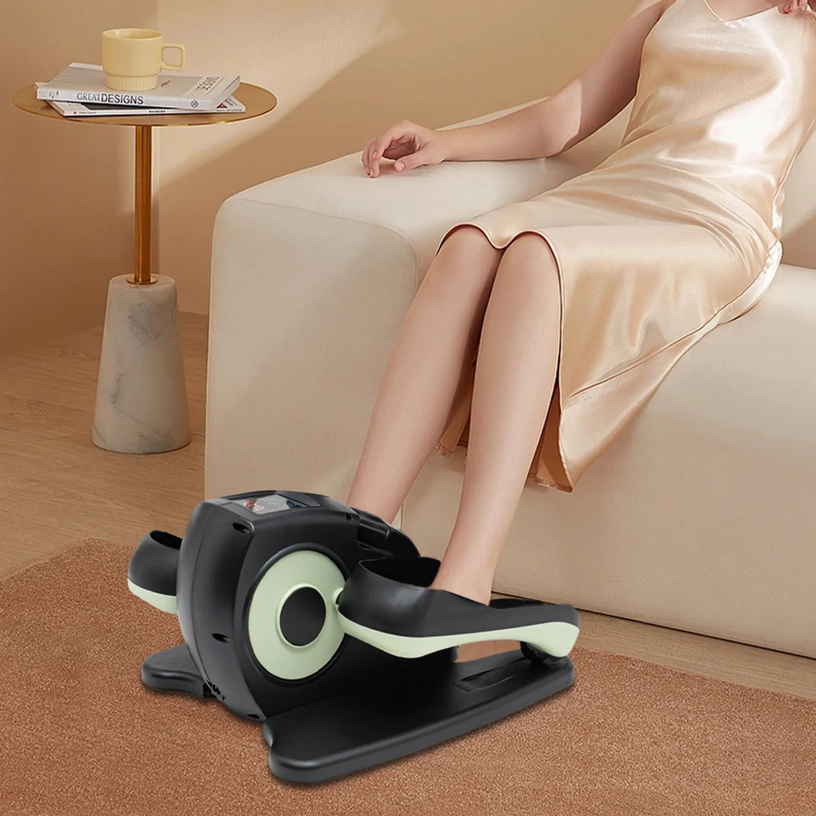 Under Desk Elliptical Machine Electric Seated Pedal Exerciser 5-Speed Remote Control Leg Trainer