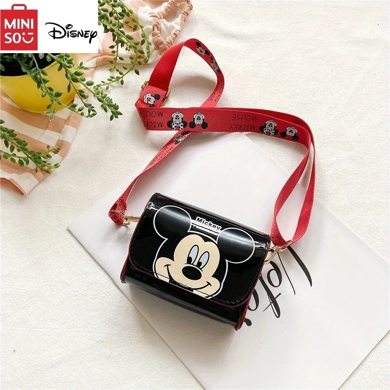 1pcs New MINISO Disney Mickey Minnie Messenger Bag Stylish Cartoon Printed Crossbody Coin Purse for Casual Outings Holiday Gifts