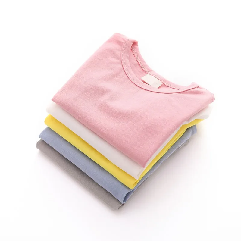 Solid Baby T-shirt Summer Thin Toddler Tee Children Clothing Candy Color Cotton Short Sleeve Kid Top Clothes for Boys Girls 0-4Y