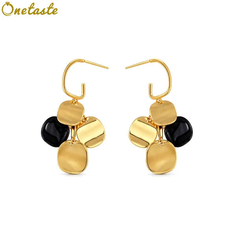 Black Glaze 925 Sterling Silver Multi Sequin Charm Drop Dangle Earrings Women Dainty Trendy Sparkle Statement Earring Party Gift