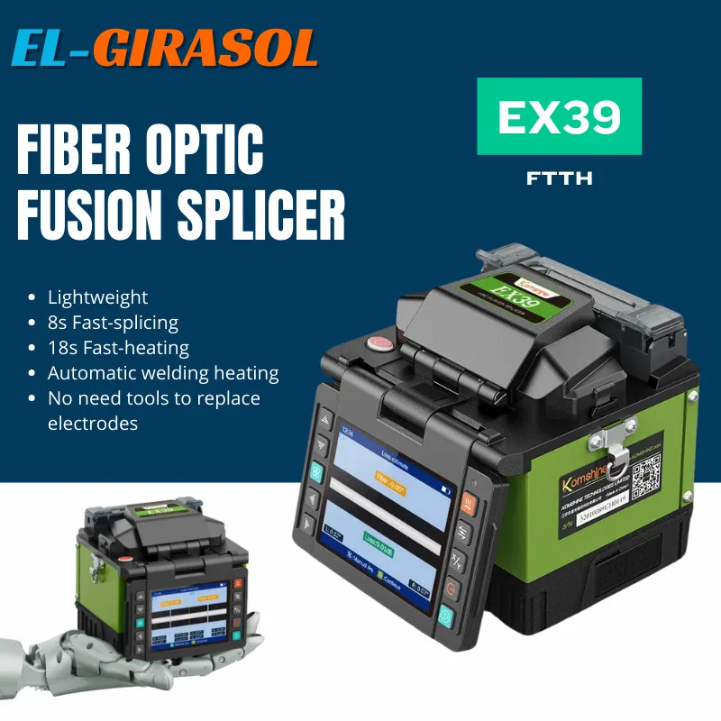 

Fiber Optic Fusion Splicer Komshine EX39 Auto ARC Fiber Splicing Machine Optical Welding Machine Splicing With Tool Kits Bag