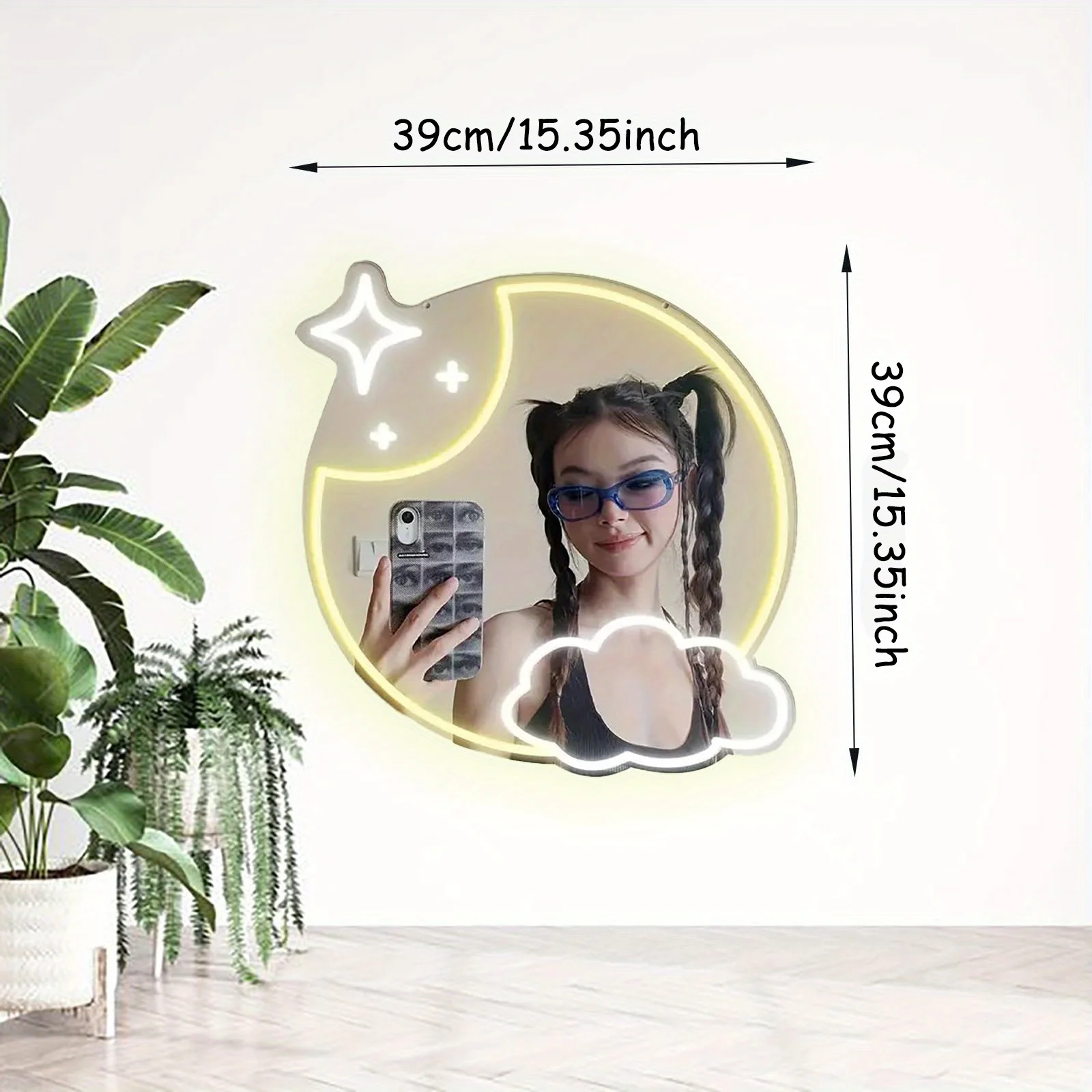 Moon Mirror LED Neon — красота ночного неба, питание от USB, диммер, подходит для спален, комнат для медитации и декора баров