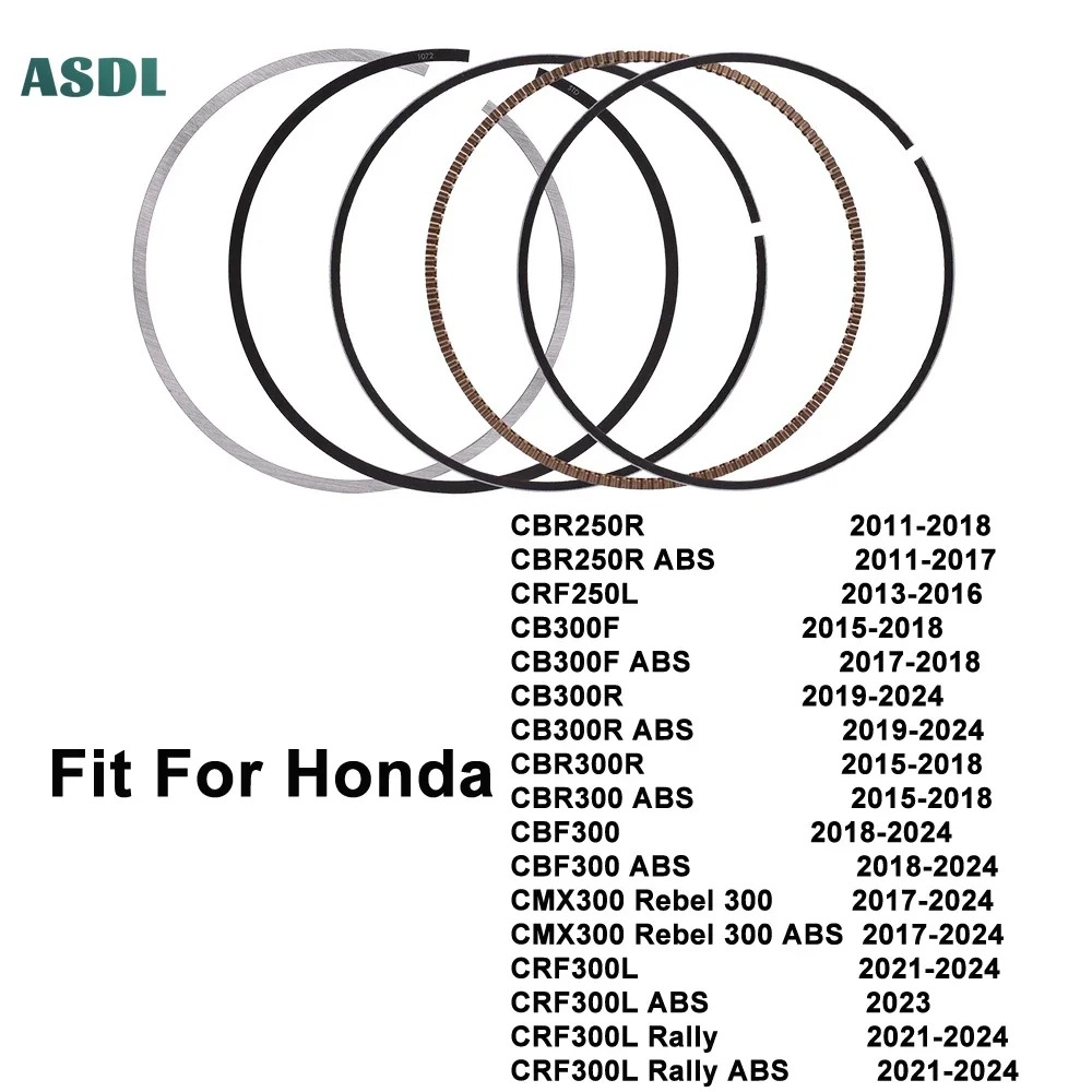 76mm Motorcycle Engine Piston Rings for Honda CBR300R 2015-2018 CBF300 2018-2024 CMX300 Rebel 300 CRF300L CRF 300L Rally 21-24